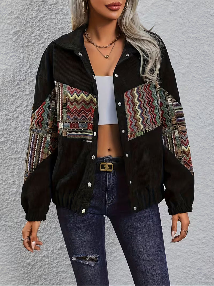 Denyque - Casaco Com Patchwork Geométrico Multicolorido e Lapelas