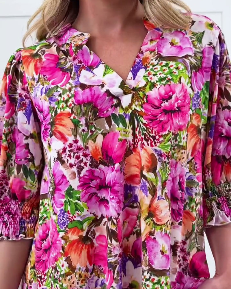 Niliza - Blusa Floral De Manga Curta
