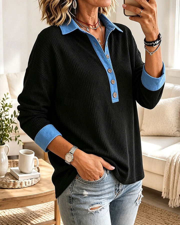 Klishina - Top Casual Com Decote Em V Na Moda