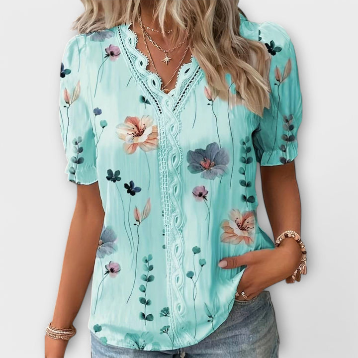 Bruni - Blusa Elegante De Manga Curta Com Estampado
