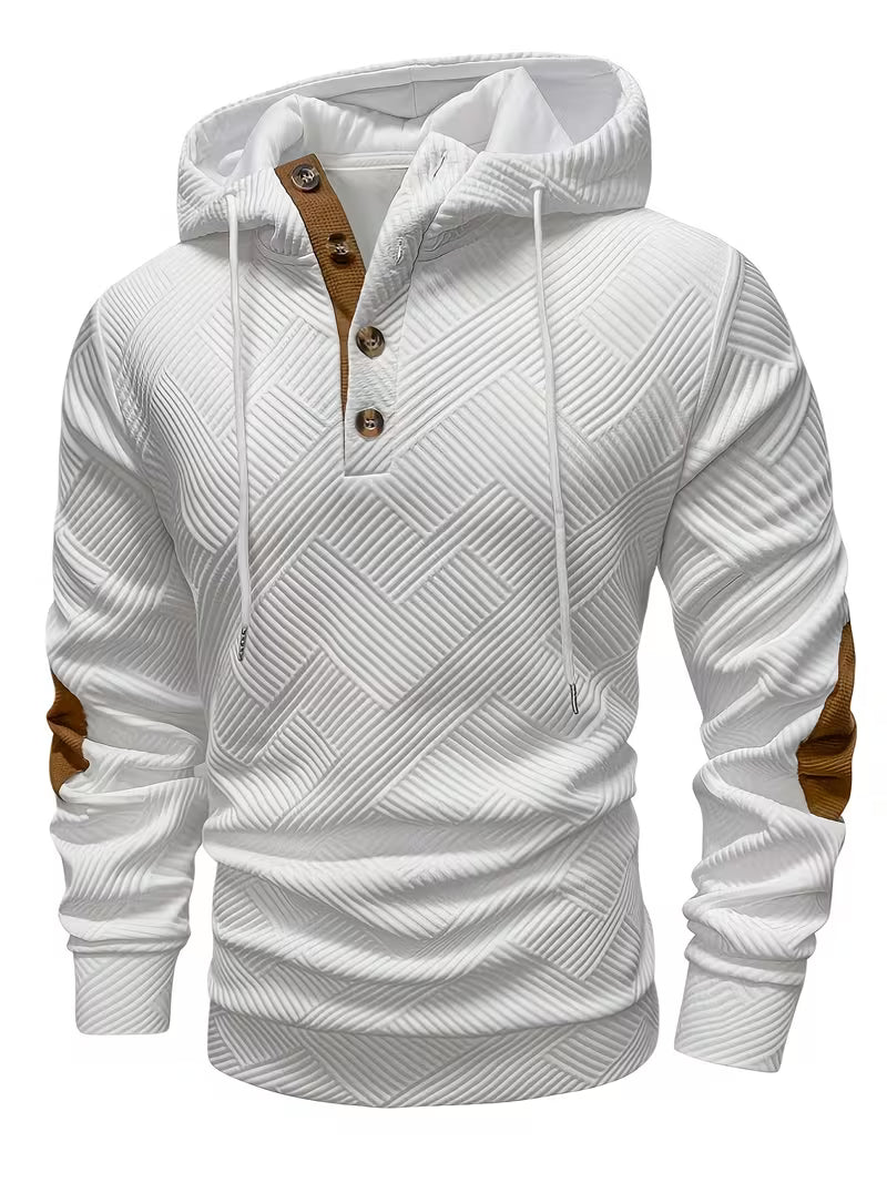 Alejandro - Camisola Com Capuz Texturada e Remendos Contrastantes Nos Cotovelos
