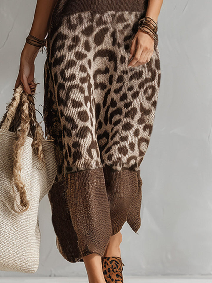 Ameliae - Vestido Midi em Malha com Padrão Leopardo