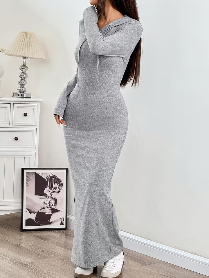Dahye - Vestido Maxi De Manga Comprida Com Capuz