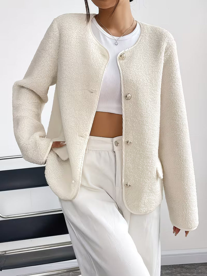 Viktorija - Casaco Elegante Com Gola Redonda e Botões