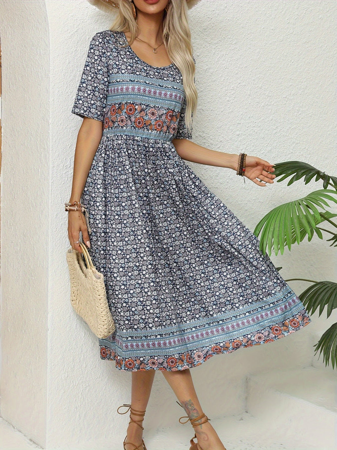 Jeeni - Vestido de Manga Curta Com Estampado Floral