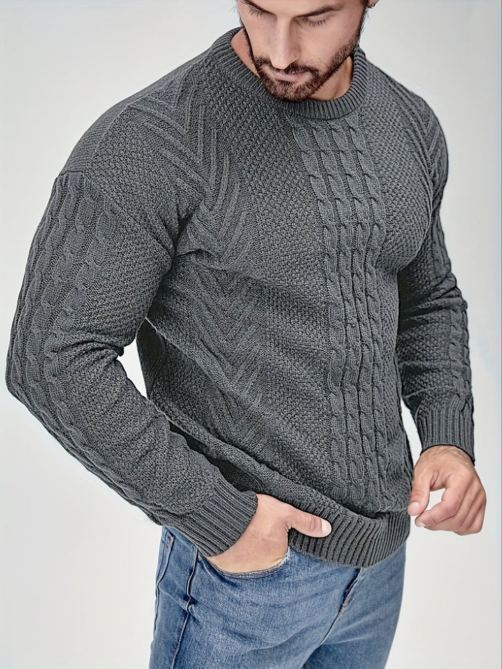 Eiduks - Camisola Clássica de Gola Redonda com Ponto Trançado