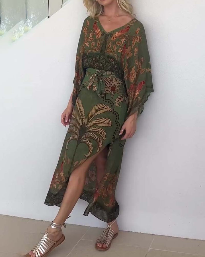 Brini - Vestido Resort Com Decote Em V e Estampado