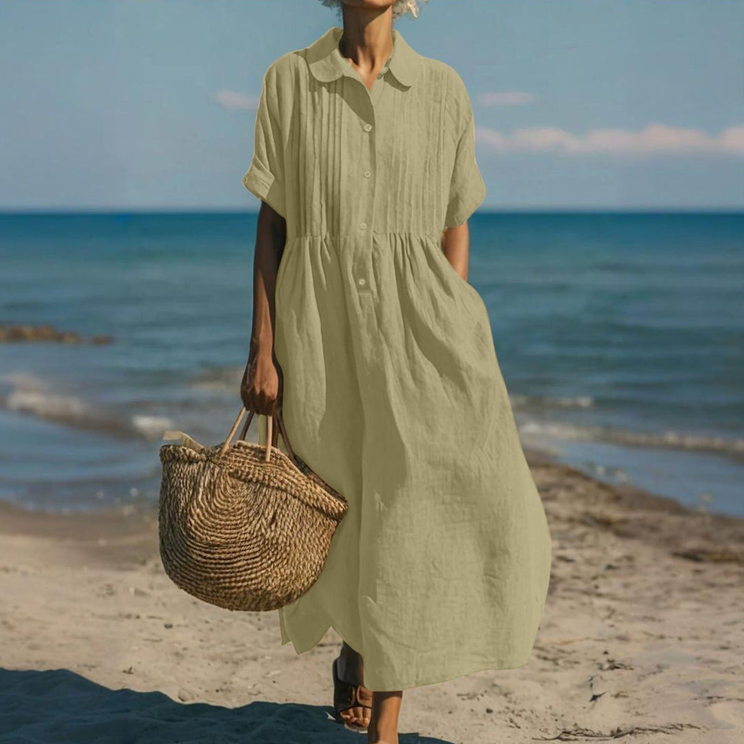 Janny - Vestido Camisa Elegante e Esvoaçante em Algodão