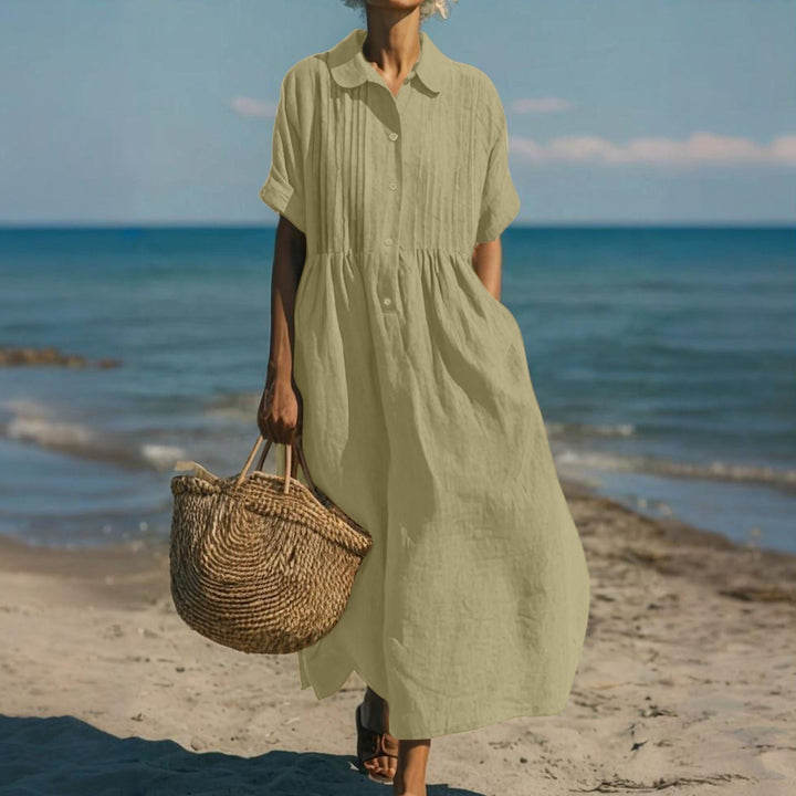 Janny - Vestido Camisa Elegante e Esvoaçante em Algodão