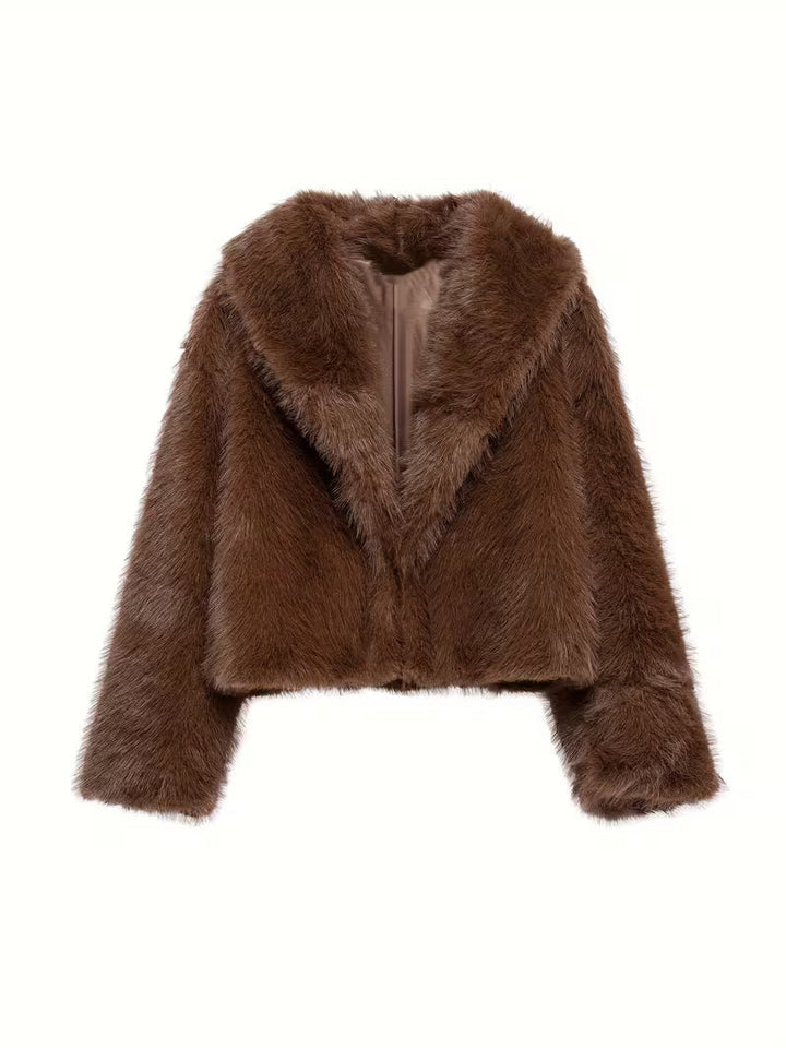 Jorida - Casaco Curto Oversized Com Lapelas, Em Pele Sintética