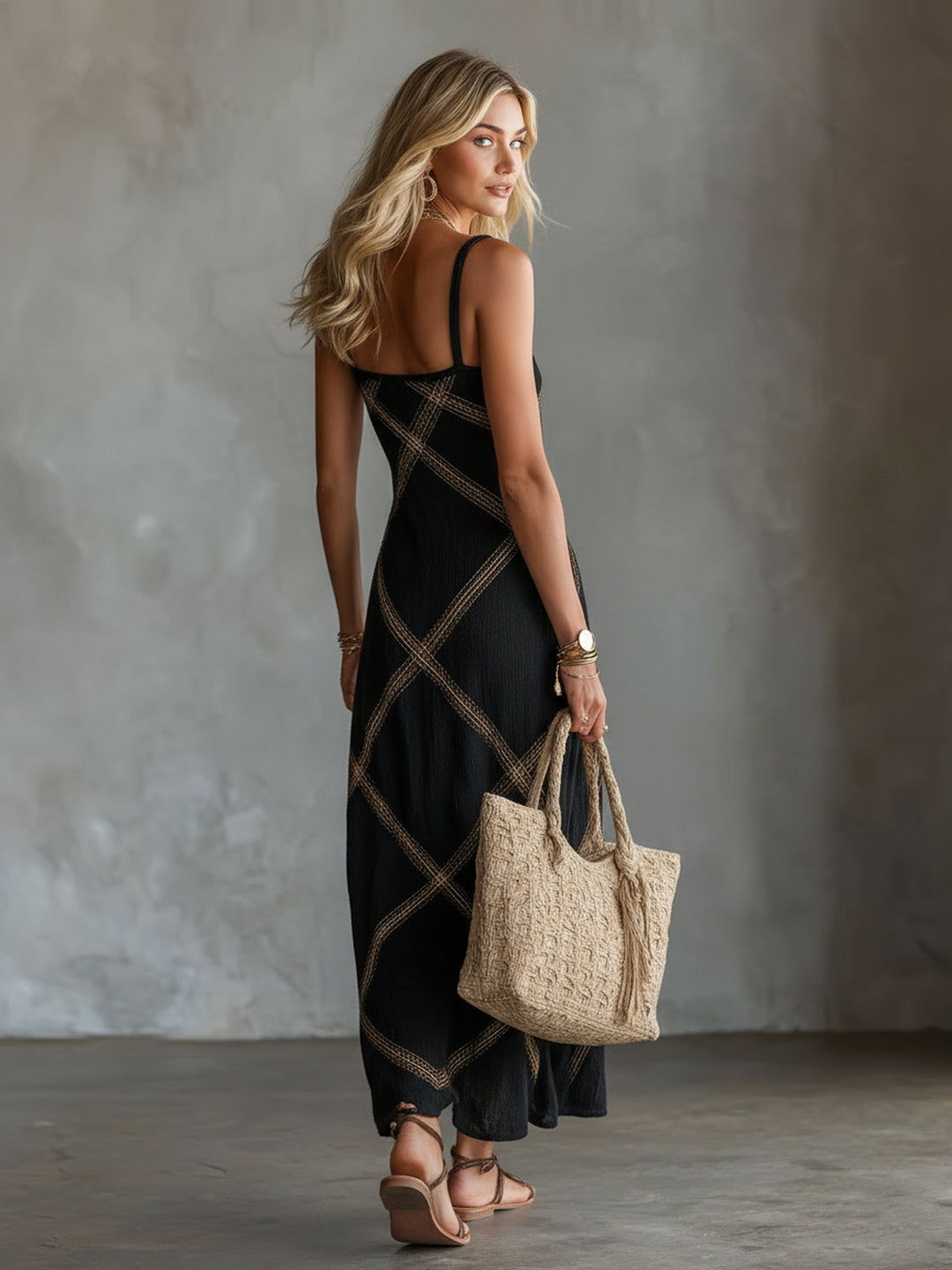 Nijila - Vestido Maxi Sem Mangas Em Estilo Boho