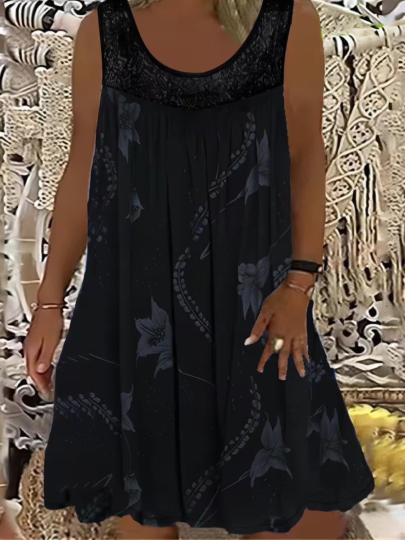 Samudri - Vestido Maxi largo Sem Mangas Com Gola Redonda