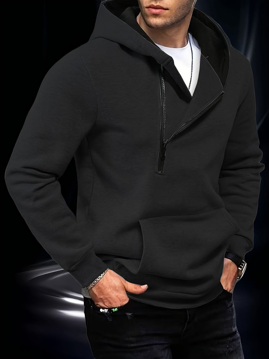 Jaylen - Camisola Com Capuz Manga Comprida E Fecho Parcial