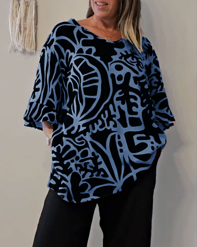Prabodhi - Top largo Com Estampado Abstrato