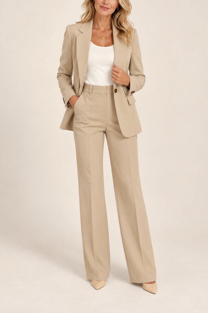 Danyela - Conjunto de Blazer e Calças de Corte Reto