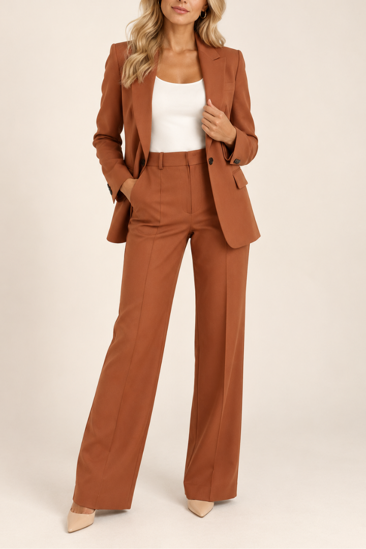 Danyela - Conjunto de Blazer e Calças de Corte Reto
