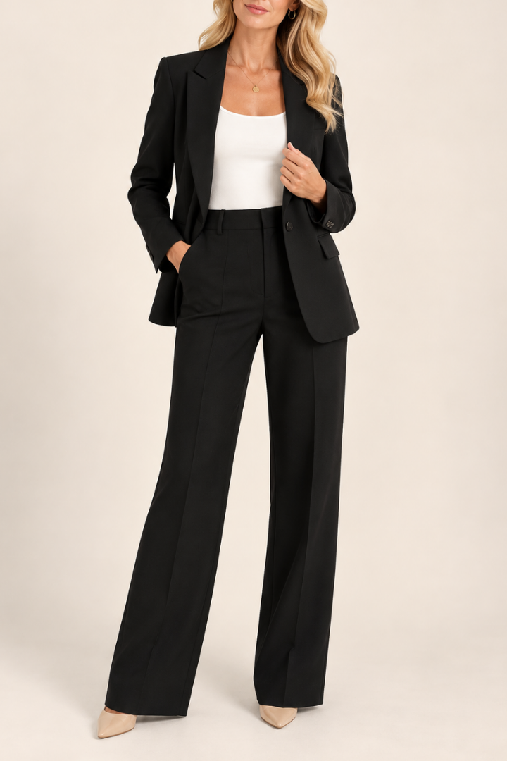 Danyela - Conjunto de Blazer e Calças de Corte Reto