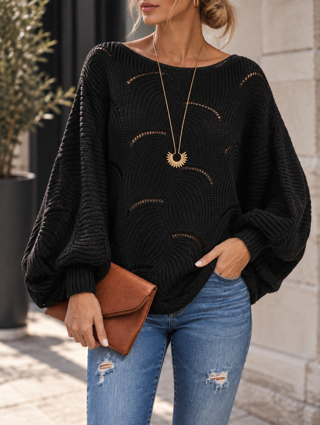 Zeyna - Camisola de Malha de Manga Comprida