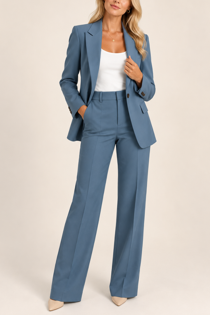 Danyela - Conjunto de Blazer e Calças de Corte Reto