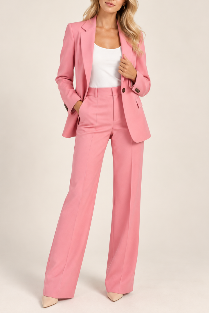 Danyela - Conjunto de Blazer e Calças de Corte Reto