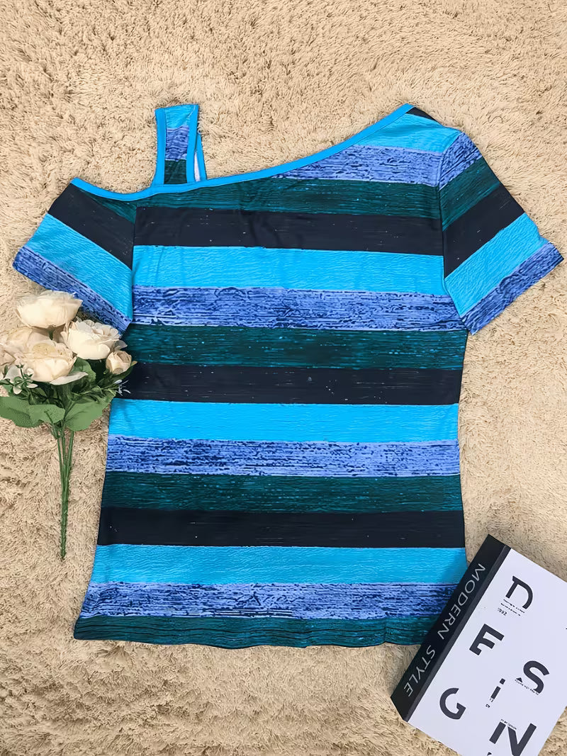 Sittina - T-Camisa às Riscas Com Ombros à Vista