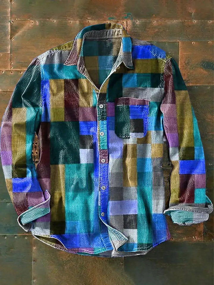 Germaine - Camisa Unissexo de Manga Comprida com Padrão Arco-íris Simples