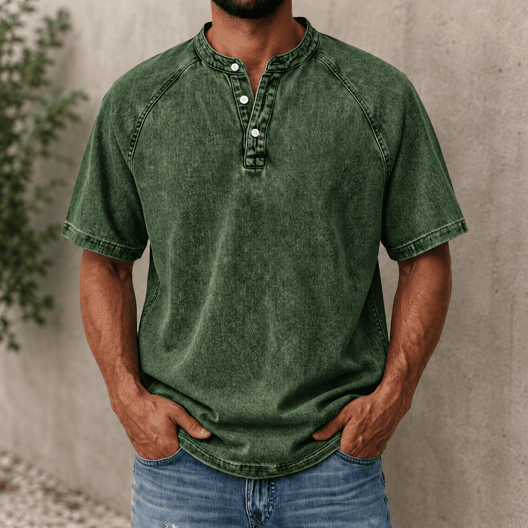 Zerric - Camisa Henley Em Ganga De Manga Curta
