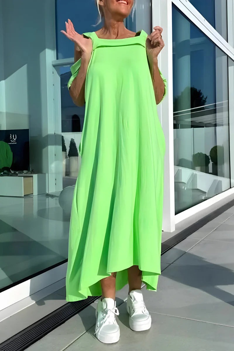 Vathsala - Vestido de Verão Comprido Com Ombros à Vista