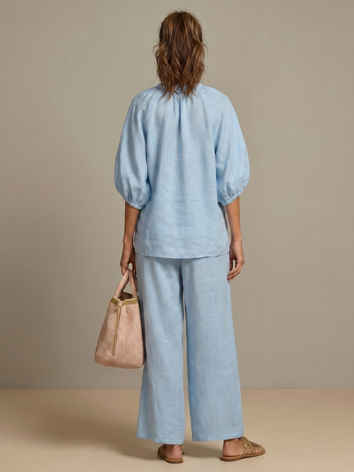 Sharina - Conjunto Composto Por Blusa Com Fecho E Calças De Perna Larga