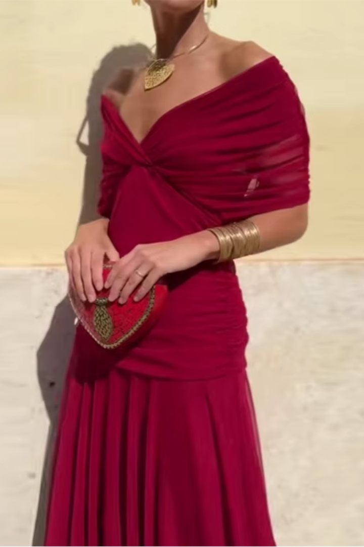 Nefeli - Vestido Maxi Elegante Com Decote Em V Para Festas