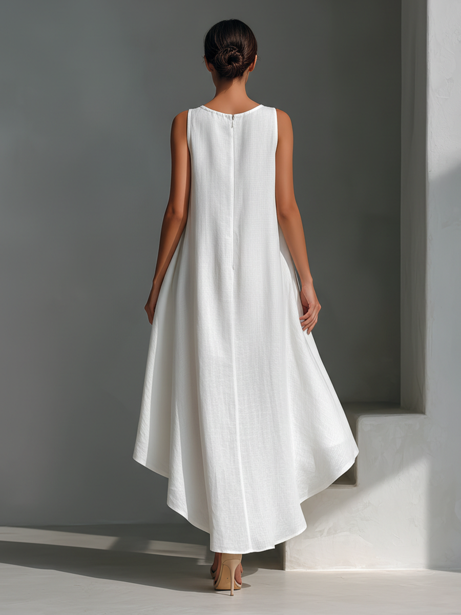 Alyna - Vestido Midi Sem Mangas Com Bainha Assimétrica