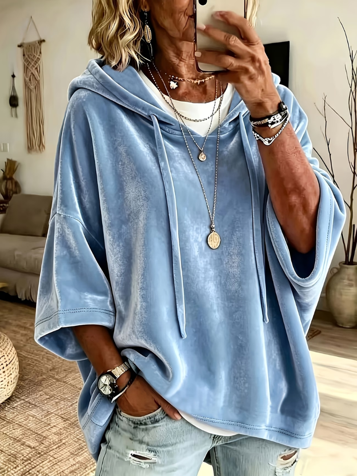 Missina - Camisola Com Capuz De Veludo De Luxo, De Corte Largo