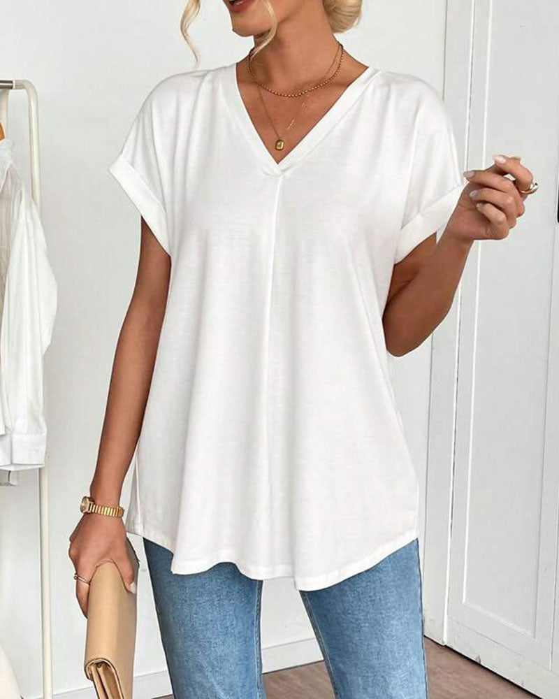 Liyanna - Camiseta de Manga Curta em Patchwork