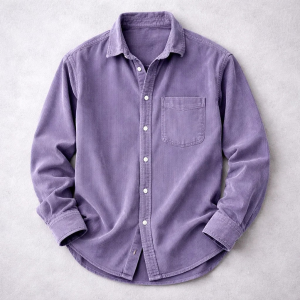Heshan - Camisa de Veludo Cotelê Com Botões