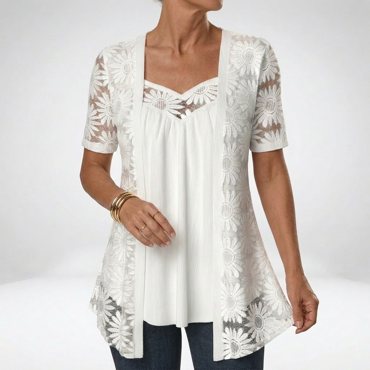 Linnia - Blusa De Renda Com Bordado Floral