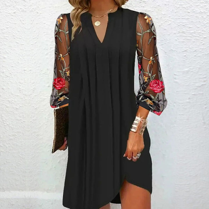 Victoire - Mini Vestido Elegante Com Mangas Transparentes