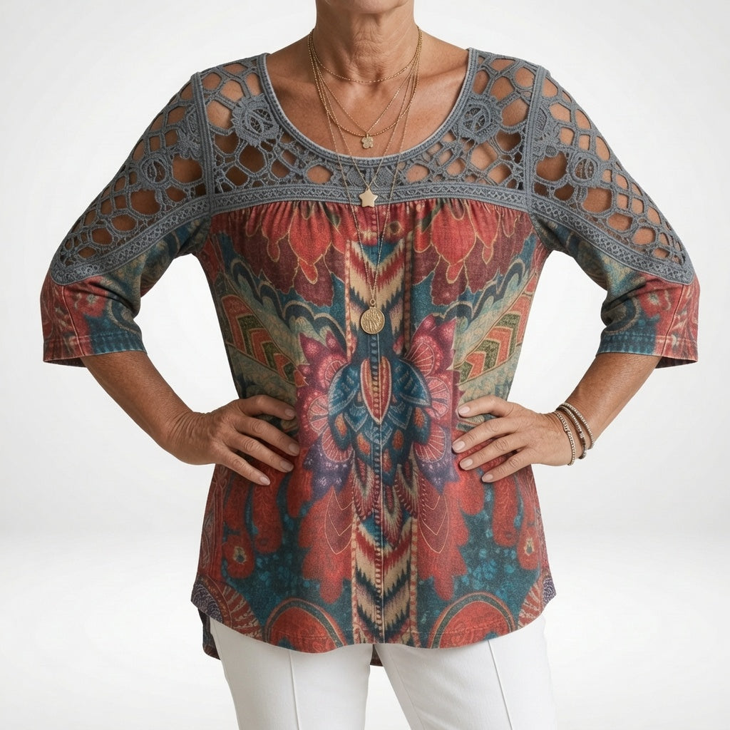Steven - Blusa com Estampado Etnico Boémio