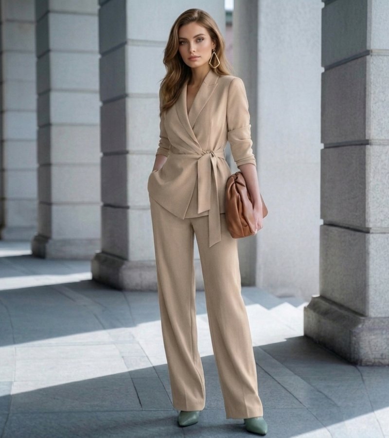 Asya - Elegante Fato Casual De Duas Peças