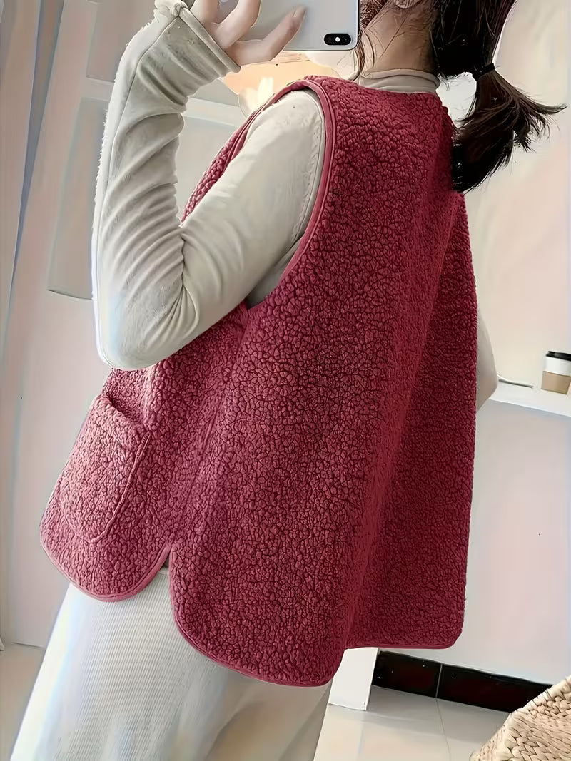 Miona - Colete De Velo Felpudo Com Bolsos