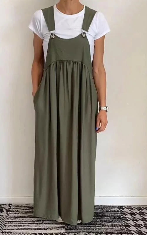 Regla - Vestido Solto De Algodão E Linho Com Alças