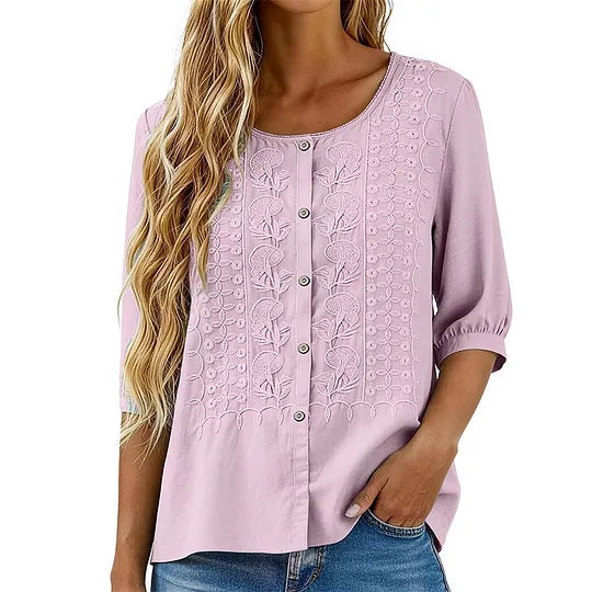 Andreza - Blusa De Algodão Com Botões