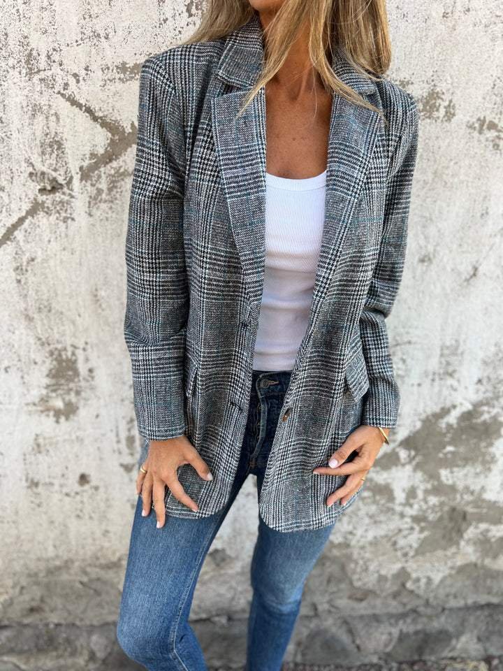 Basia - Blazer De Inverno Elegante a Xadrez