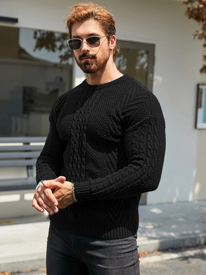 Eiduks - Camisola Clássica de Gola Redonda com Ponto Trançado