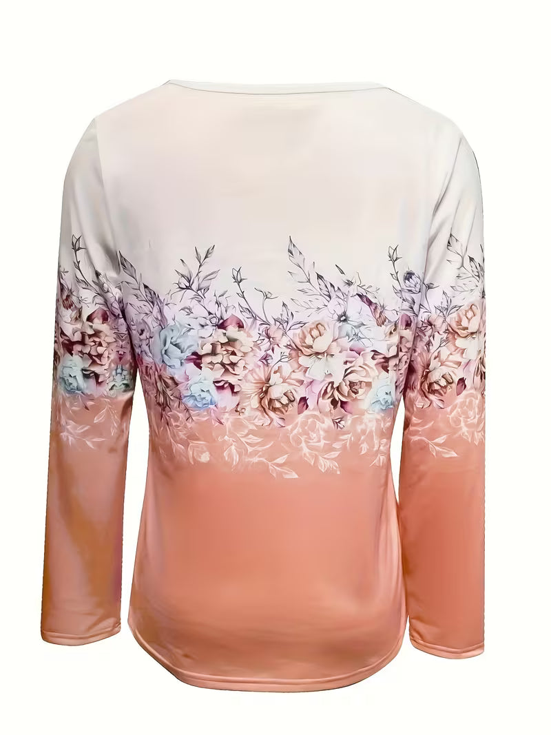 Tishna - Top Com Estampado Gráfico Floral Elegante