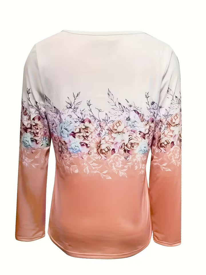 Tishna - Top Com Estampado Gráfico Floral Elegante