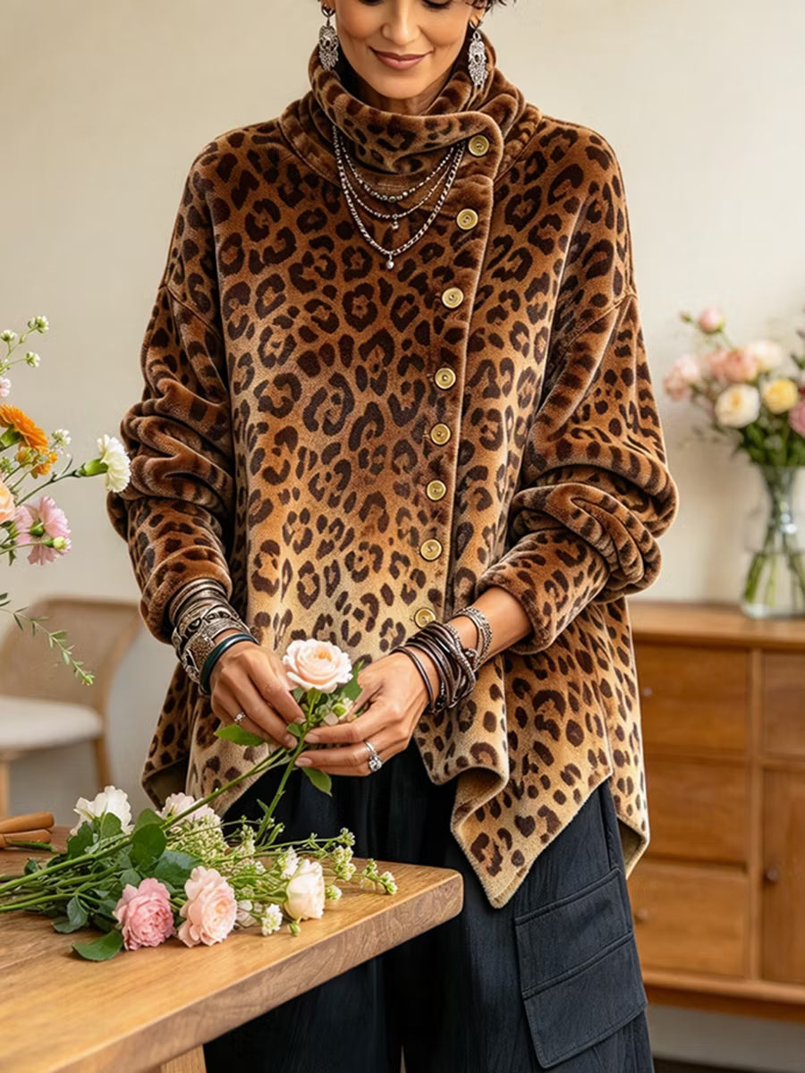 Lyrona - Blusa De Manga Comprida Com Padrão De Leopardo