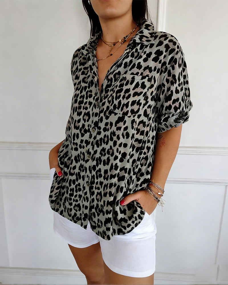 Shifra - Blusa De Moda Com Padrão De Leopardo