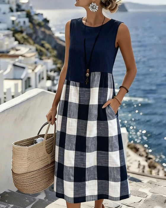 Suzina - Vestido Sem Mangas Em Patchwork Xadrez