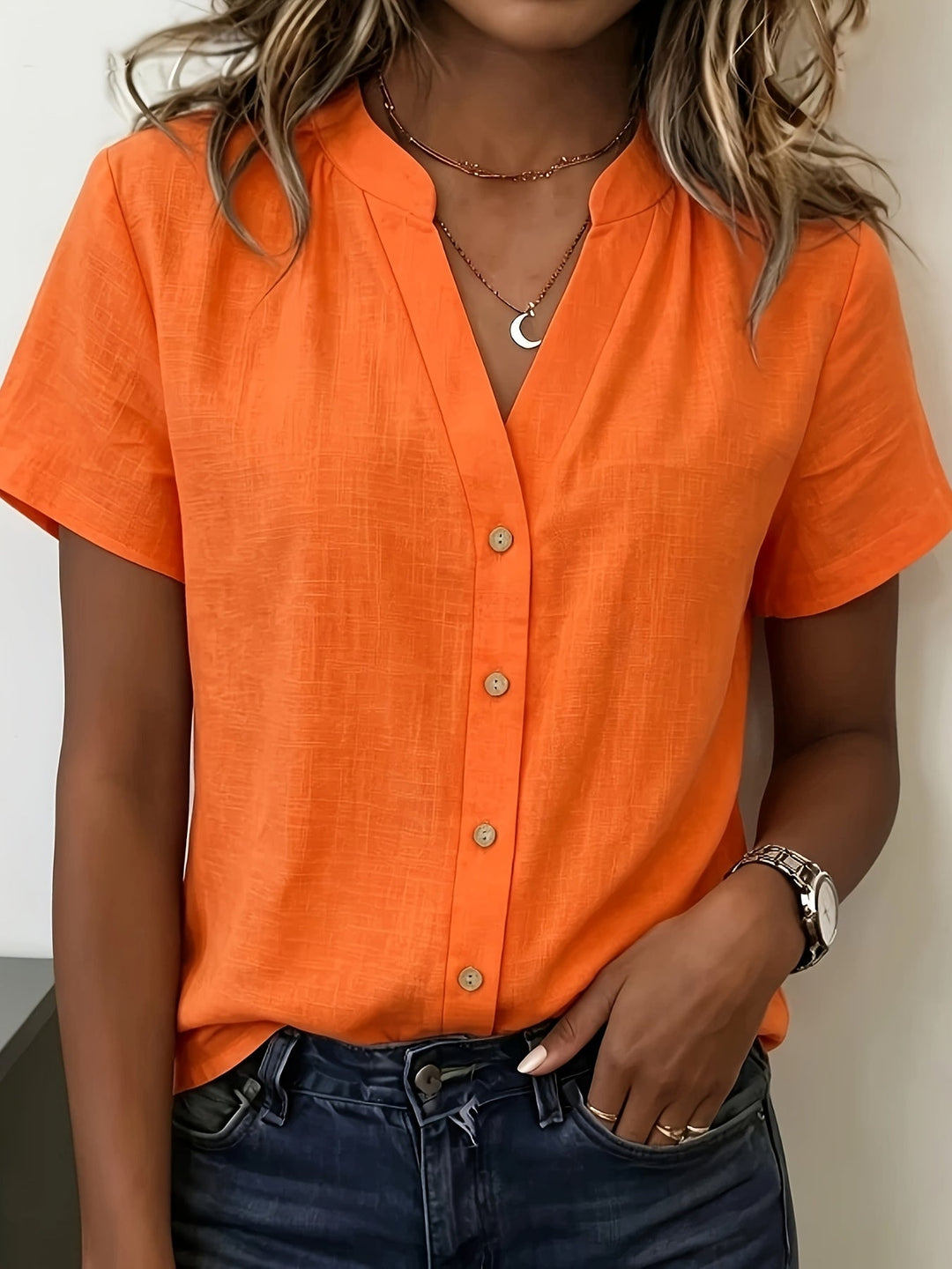 Salish - Blusa De Manga Curta Com Botões