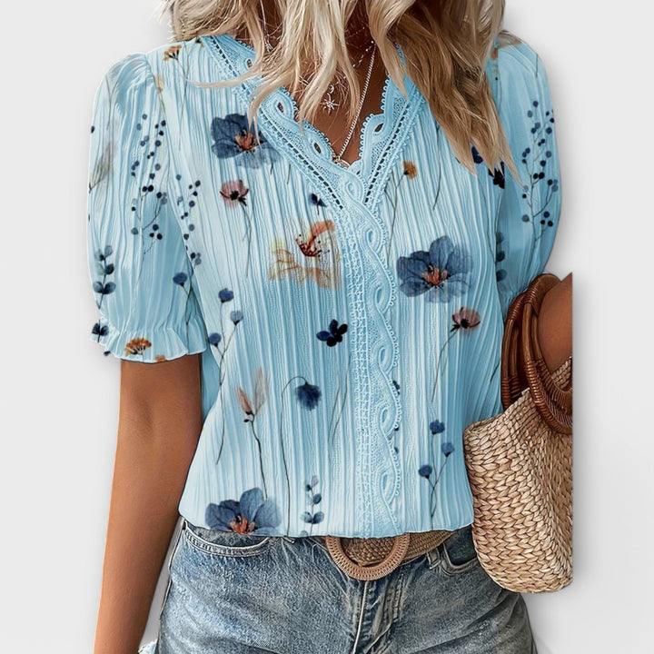 Bruni - Blusa Elegante De Manga Curta Com Estampado